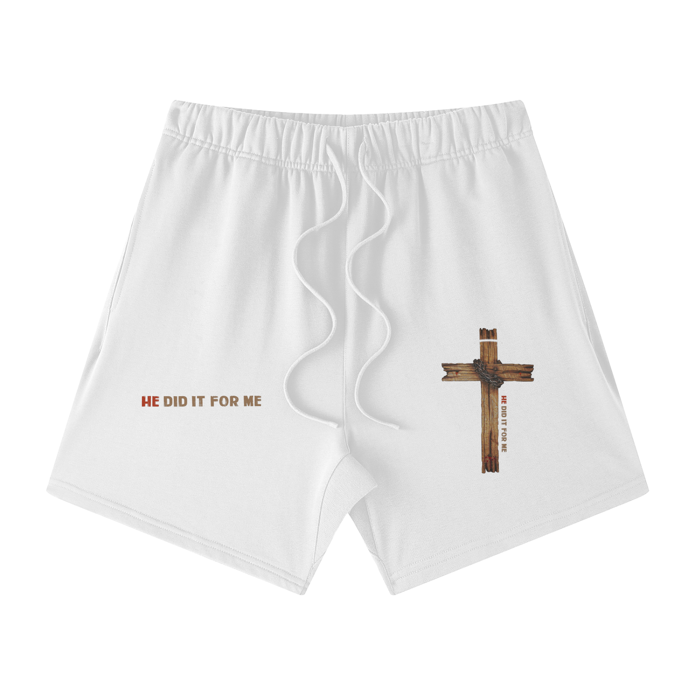 He Did If For Me Streetwear Unisex Heavyweight Earth Tone Loose Fit FOG 100% Cotton Shorts - Image 3