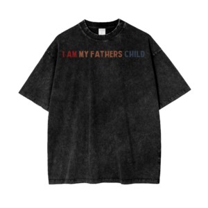 (I AM MY FATHERS CHILD)Acid Wash Oversize T-Shirt - 250 GSM