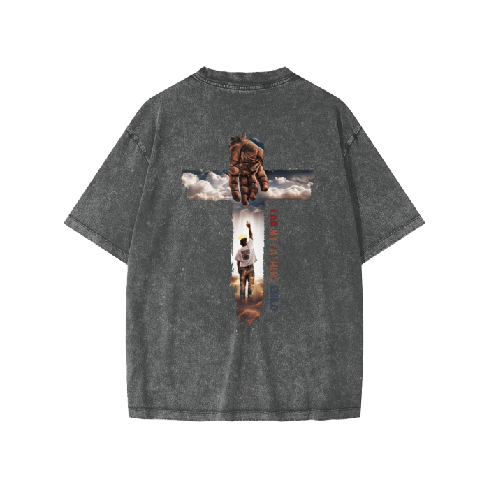 I am my Fathers Child Streetwear Kids American Vintage Washed 100% Cotton T-Shirt - Image 2