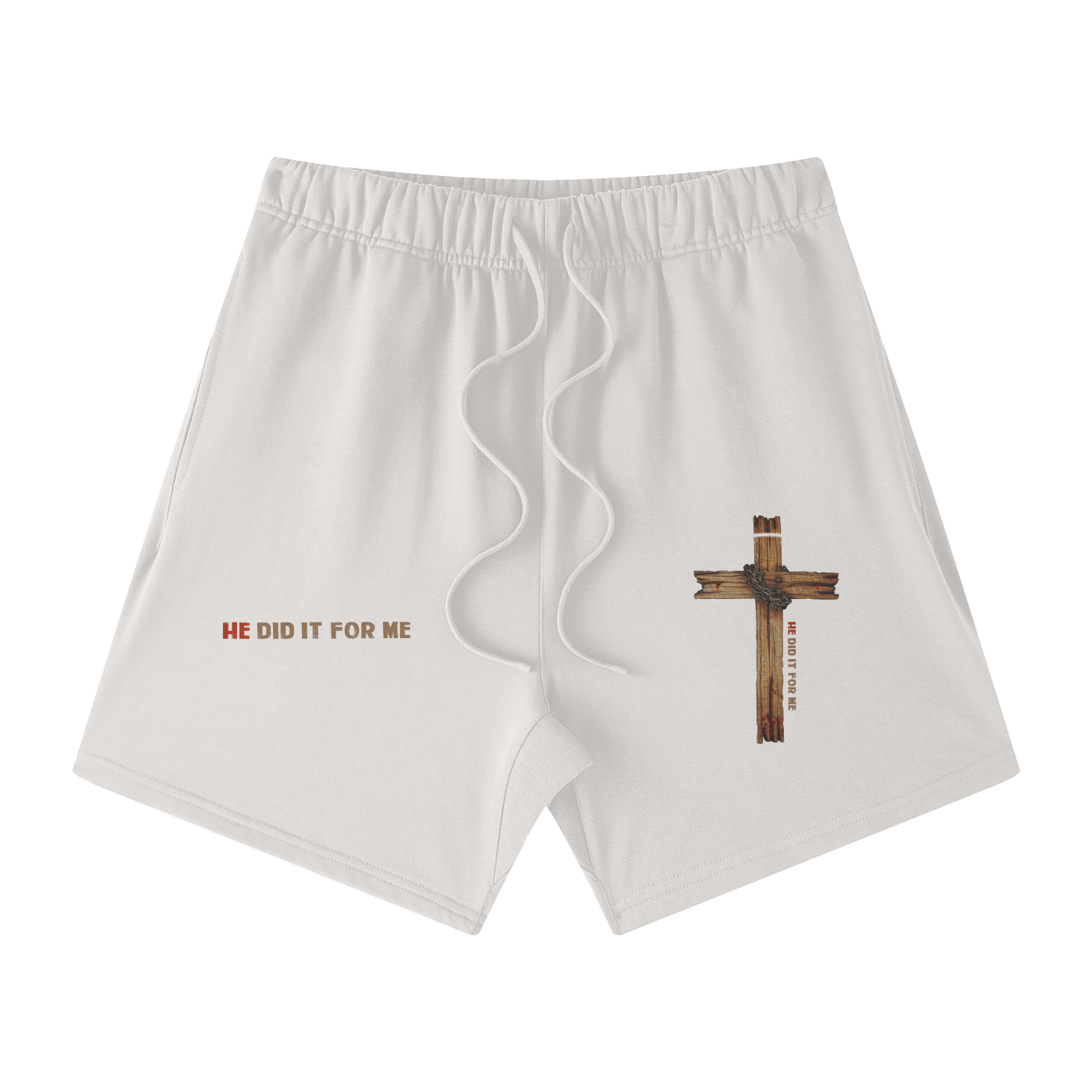 He Did If For Me Streetwear Unisex Heavyweight Earth Tone Loose Fit FOG 100% Cotton Shorts - Image 5