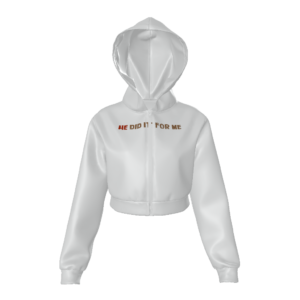 (He Did It For Me) All-Over Print Women's Zip Up Crop Hoodie – 320 GSM
