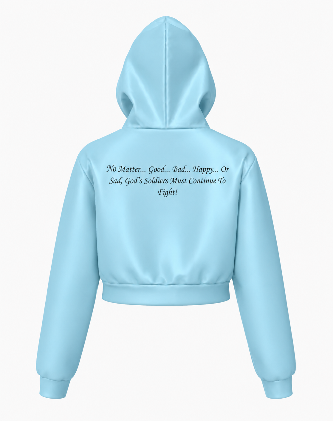 (No Matter…Good…Bad…Happy…Or Sad, God’s Soldiers Must Continue To Fight!) All-Over Print Women Zip Up Crop Hoodie – 320 GSM - Image 8