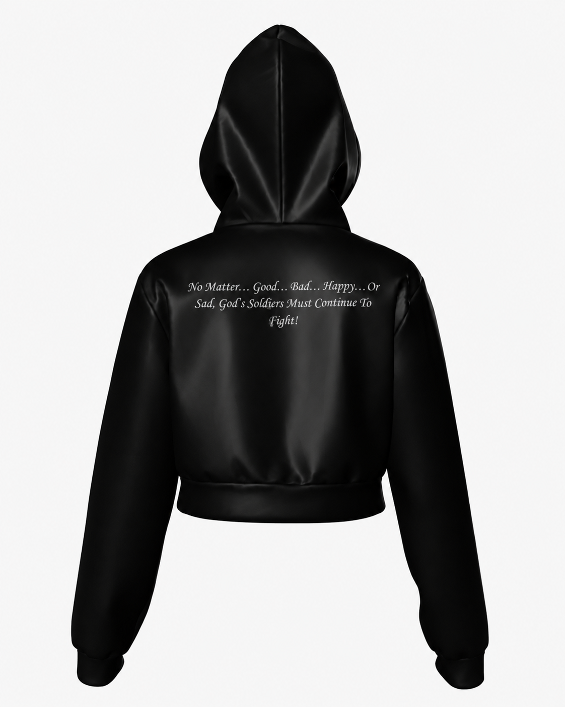 (No Matter…Good…Bad…Happy…Or Sad, God’s Soldiers Must Continue To Fight!) All-Over Print Women Zip Up Crop Hoodie – 320 GSM - Image 10