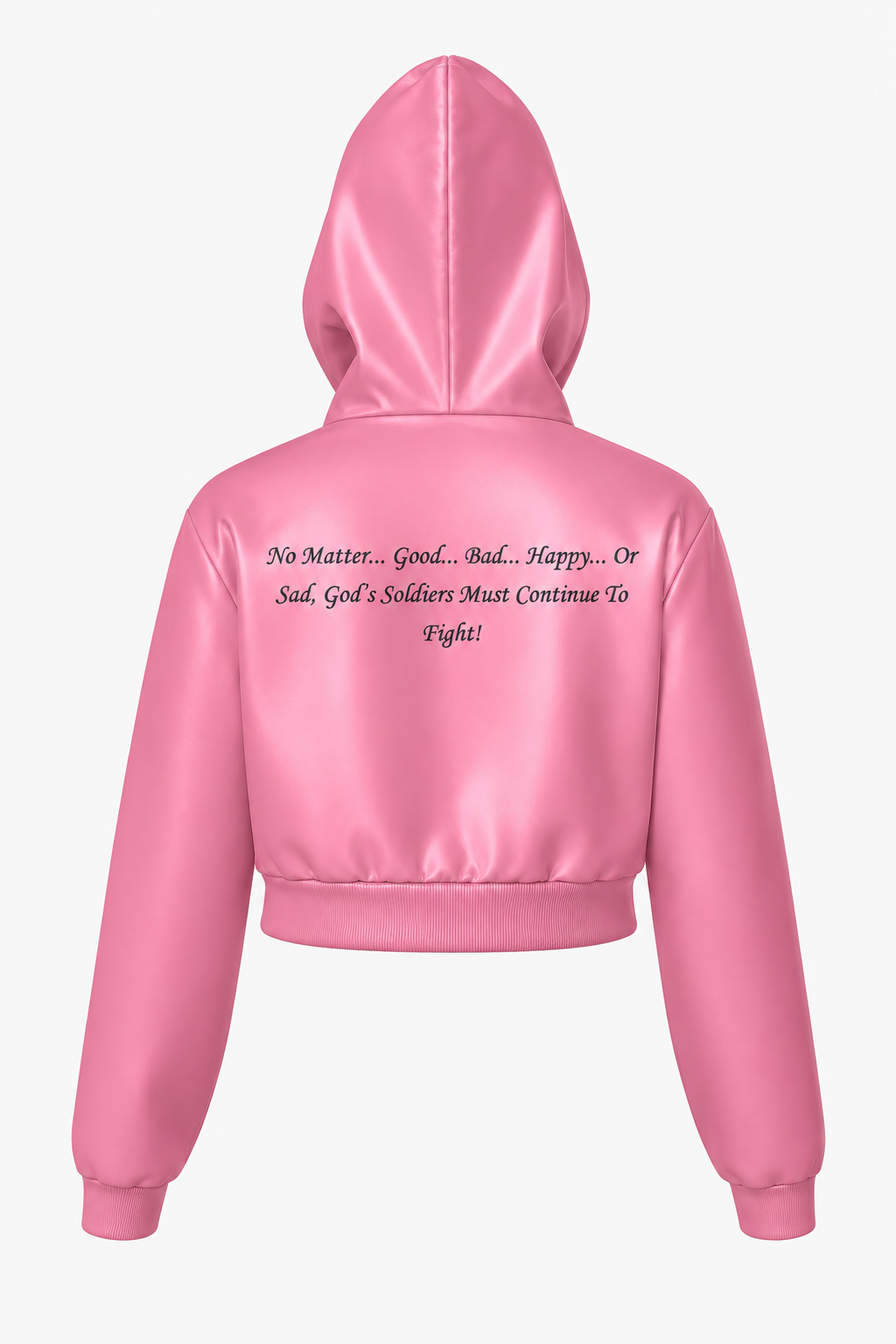 (No Matter…Good…Bad…Happy…Or Sad, God’s Soldiers Must Continue To Fight!) All-Over Print Women Zip Up Crop Hoodie – 320 GSM - Image 6
